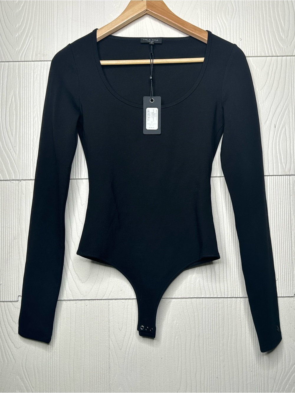rag & bone Black Long-Sleeve Scoop-Neck Bodysuit